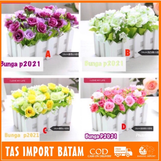 Cod P2021 Bunga Plastik Bunga Pot Bentuk Pagar Bunga Dekorasi Shopee Indonesia