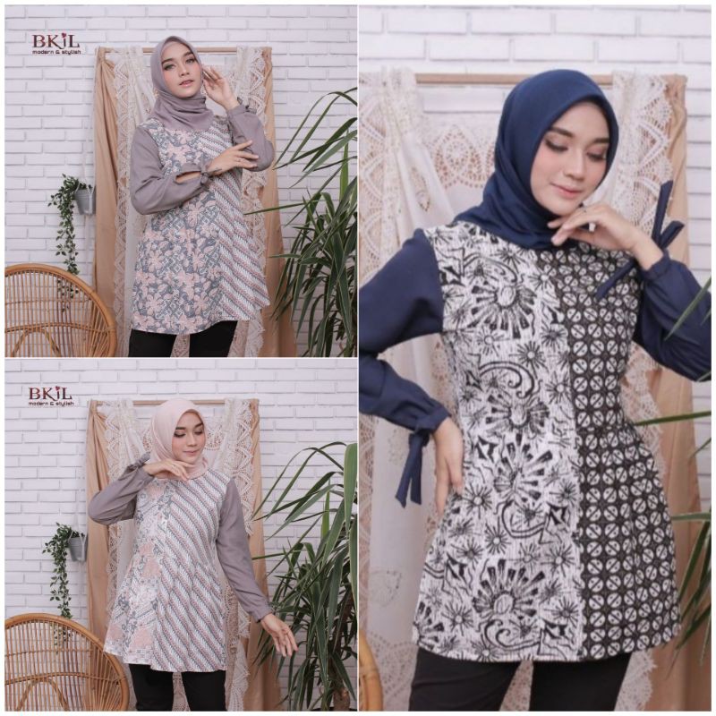 Batik Wanita Kekinian Blouse Batik Brokat Batik Kombinasi