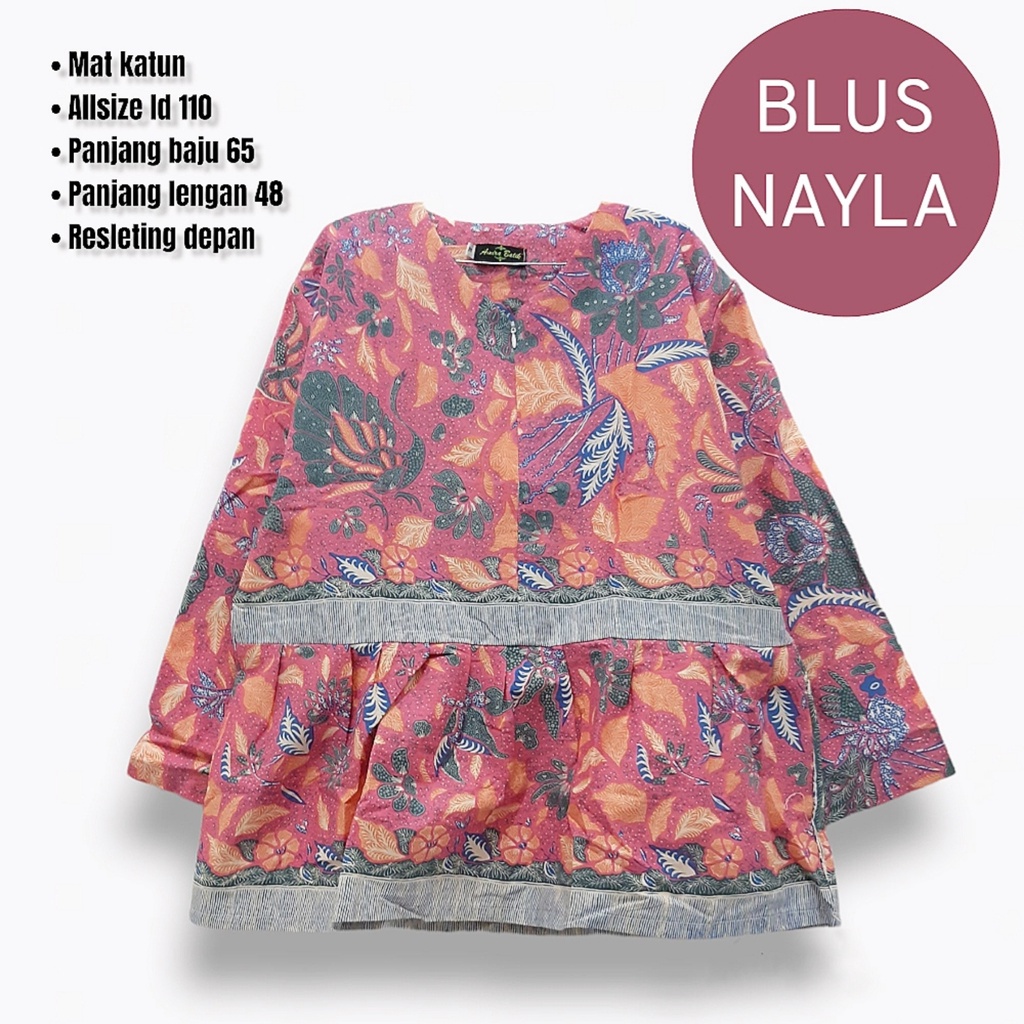 Blus Nayla batik solo atasan kerja blus wanita kantor blus kerja