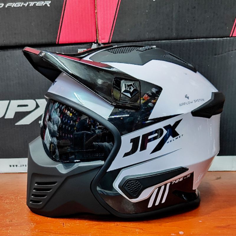 Helm Jpx Mx-726 White black Glossy