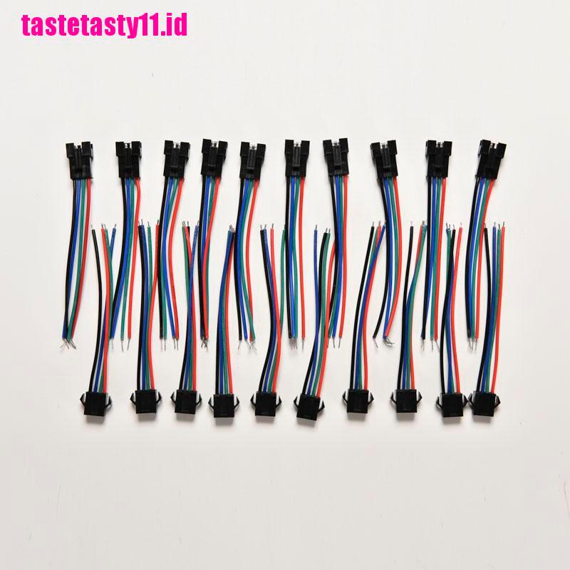 20 Pcs Konektor Male Dan Female 4 Pin Dengan Kabel Untuk Led RGB 5050 / 3528