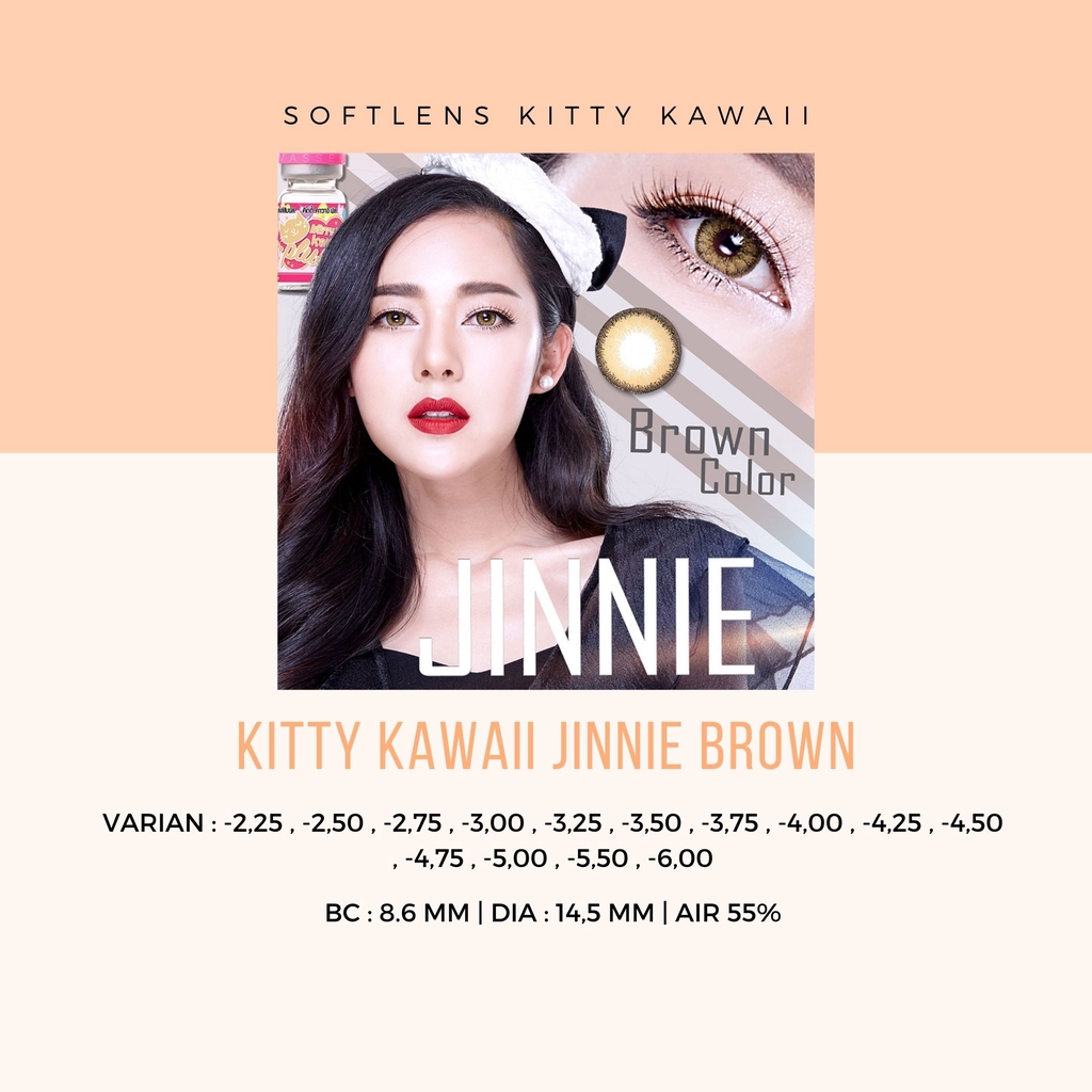 SOFTLENS KITTY KAWAII JINNIE BROWN -MINUS / SOFTLENS MATA / LENSA MATA