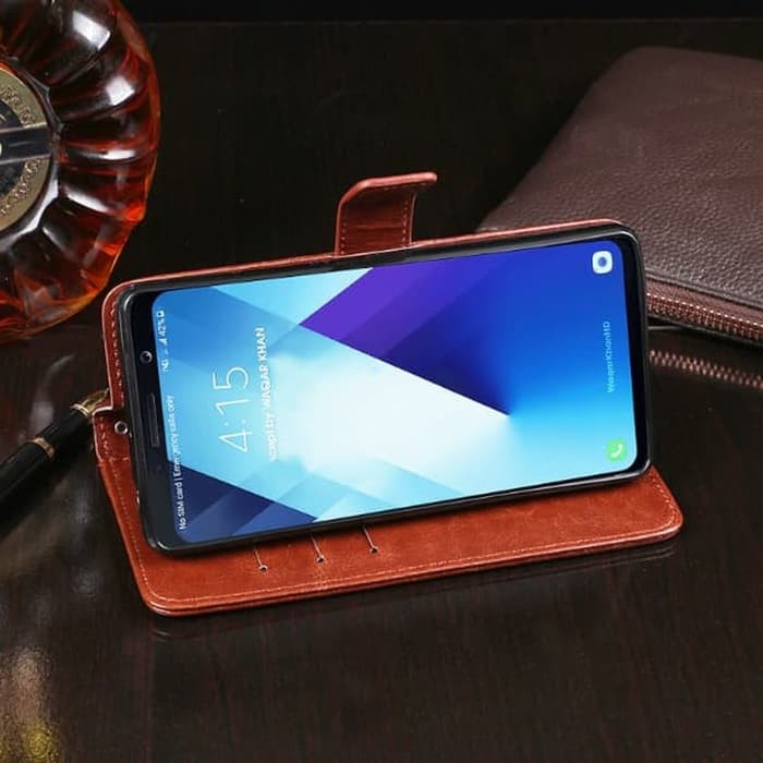 flip Wallet Leather Case Samsung A8 Plus