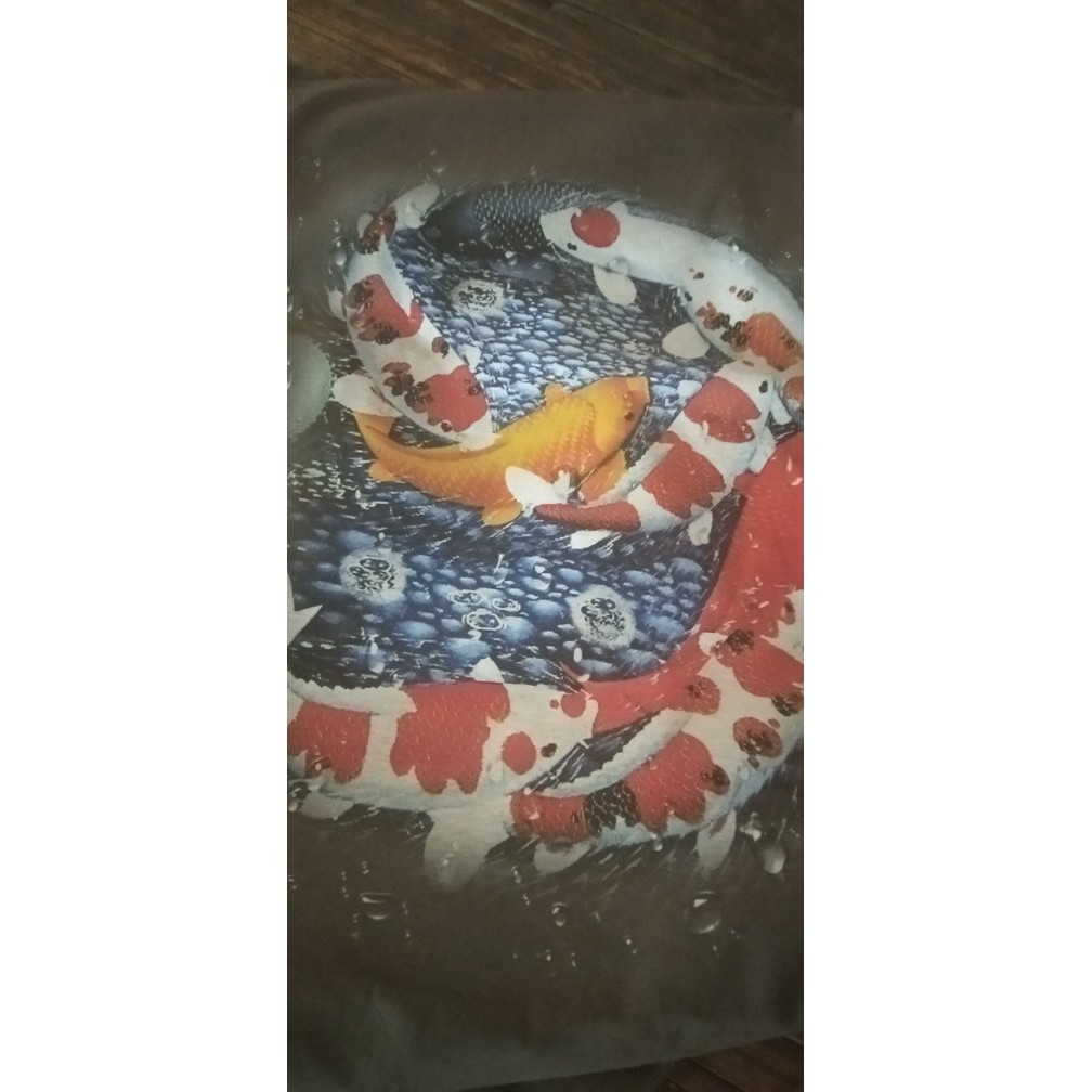 Kaos gambar ikan hias Koi Art 2 ukuran anak sampai dewasa / kaos ikan koi 9 ekor cetak 3d