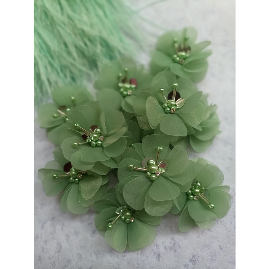 Bunga camelia payet/kebaya/brukat/jahit/bunga 3d/ bunga selendang
