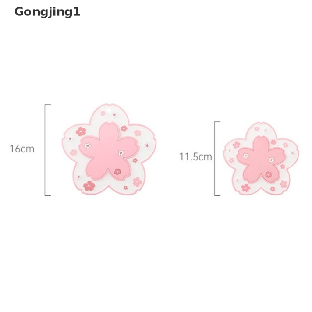 Gongjing1 2Pcs Tatakan Gelas Anti Slip Motif Bunga Sakura Untuk Rumah / Kantor