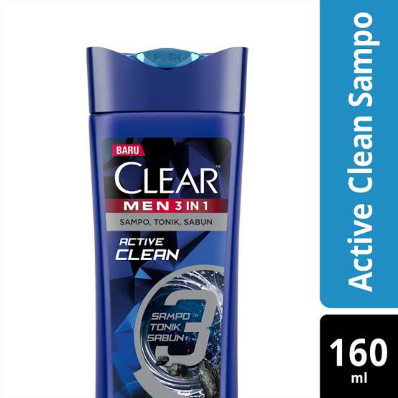 Clear Men Active Clean 3in1 Shampo Tonik Sabun