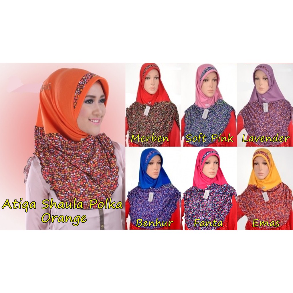 ATIQA SHAULA POLKA / Jilbab Bergo Hijab Kerudung Instant Motif