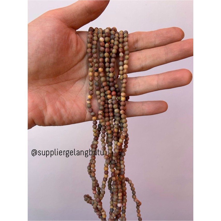 bahan SOFT jasper kokah coklat 4mm renceng bahan gelang kalung