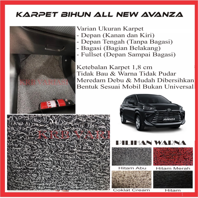 Karpet Bihun Toyota AVANZA 2022 / AVANZA 2022 Karpet Bihun Avanza 2022 / Karpet Sintetis Avanza 2022