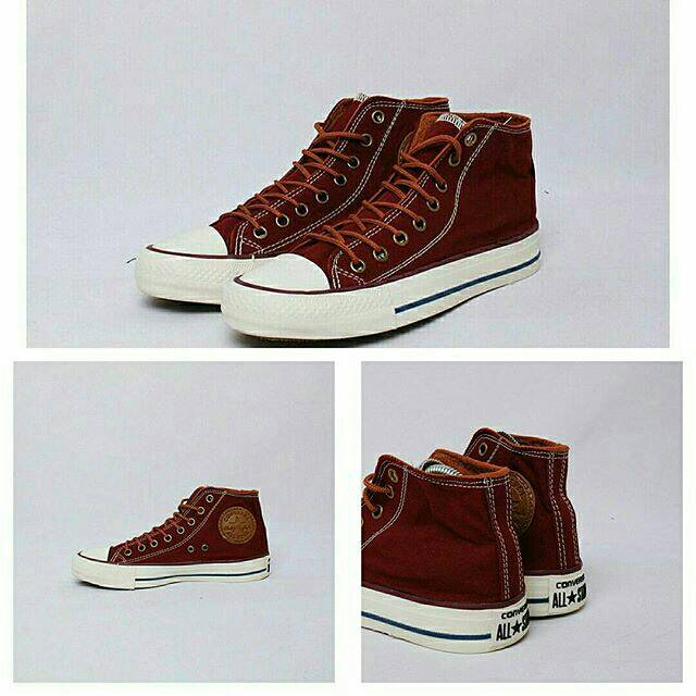 Sepatu Converse Classic Premium High Boots Tinggi Red Merah Maron Sneakers Kado Hadiah Pria Wanita