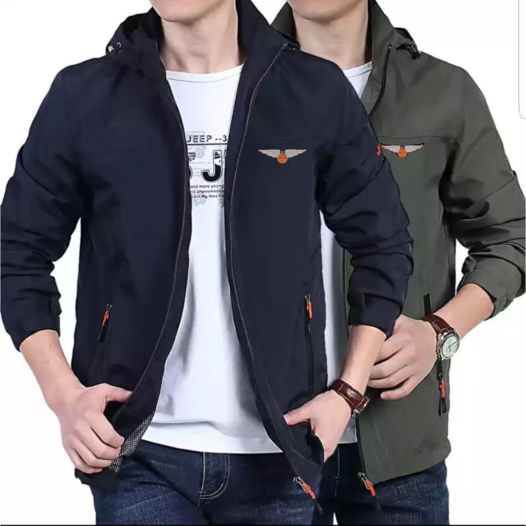 jaket bomber hoodie list pria original sensor