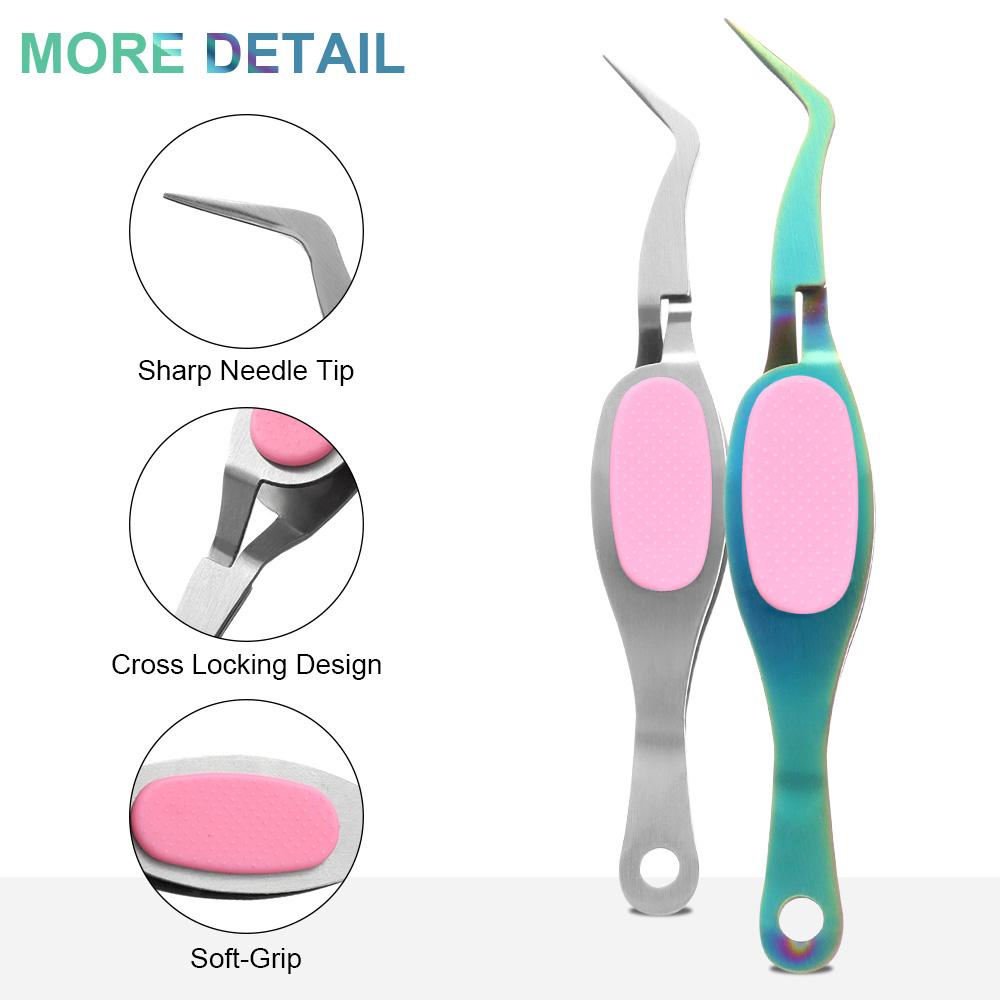 Solighter Tweezer DIY Soft-Grip Pointed Tip Crossing