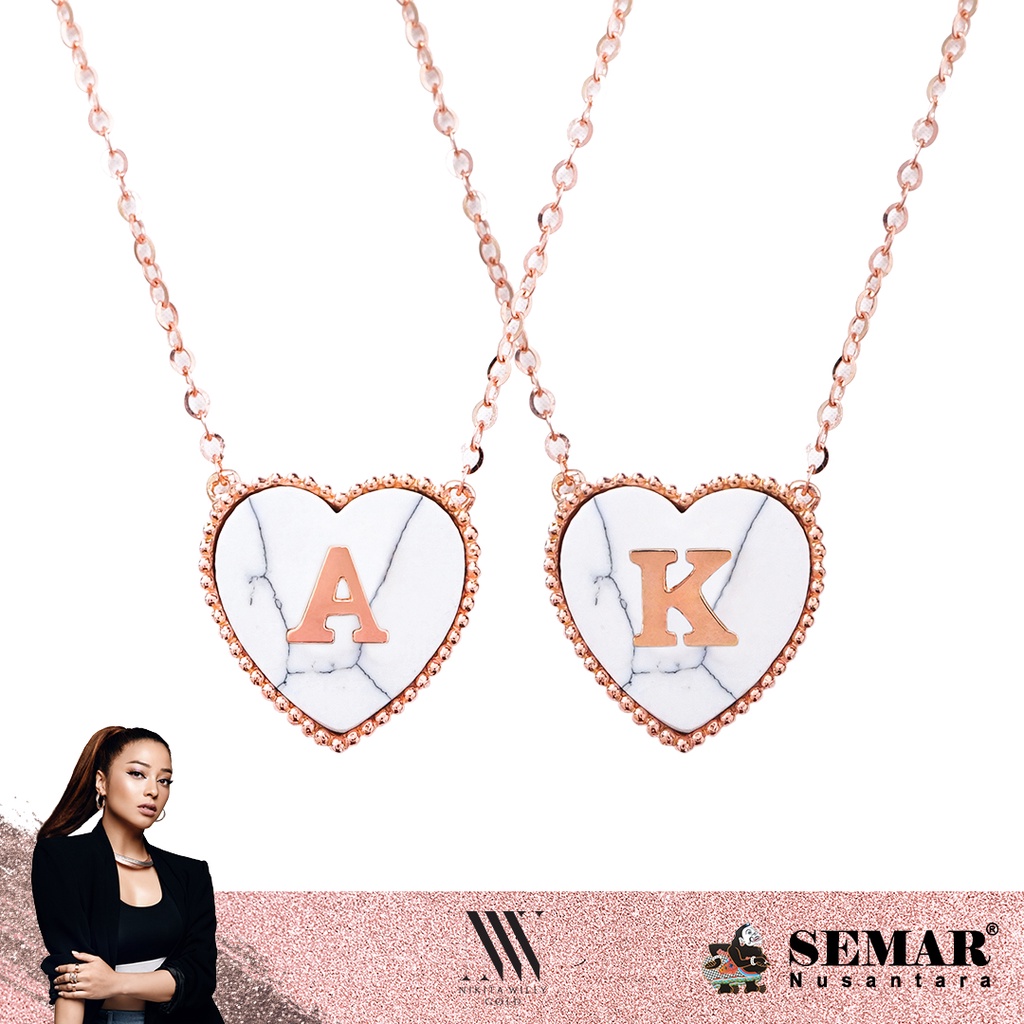 Nikita Willy Gold Kalung Emas Renaissance Love White Marble - Necklace 17K Semar Nusantara
