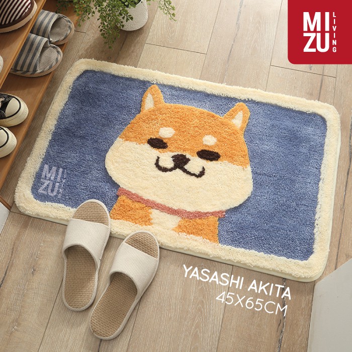 YASASHI AKITA Indoor House Mat Keset Bulu Rumah Kamar Mandi Serbaguna Cute Animals Anti-Slip 45X65cm