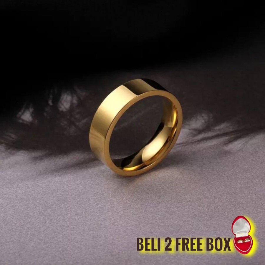 Cincin Emas Couple Emas Gold Polos Pria Wanita Titanium Import