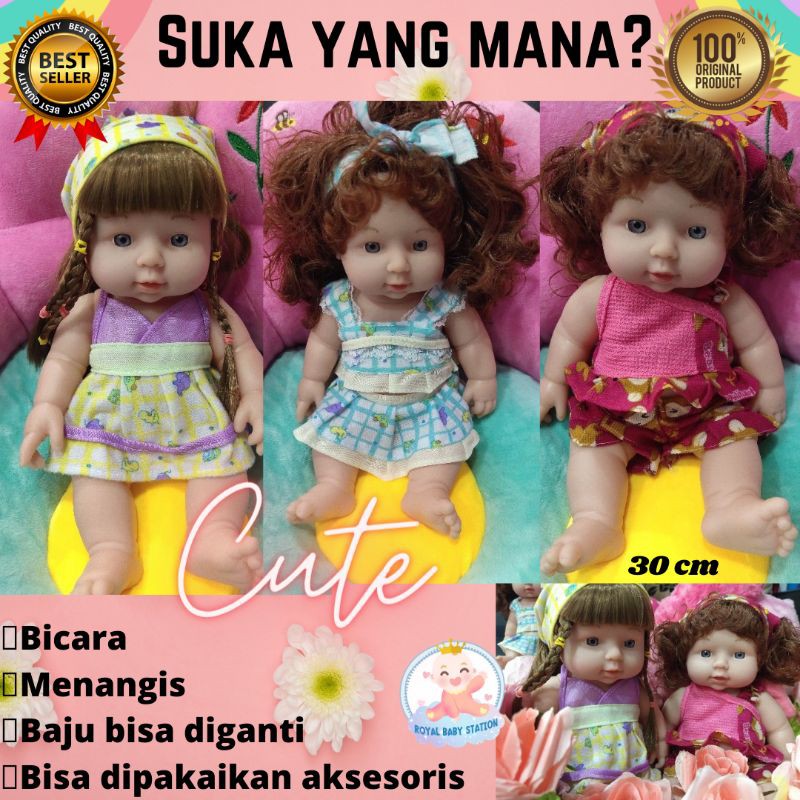 BEST SELLER! BPA FREE Boneka Bayi Perempuan Reborn Bicara Menangis Cantik Vinyl Silikon Bisa Mandi