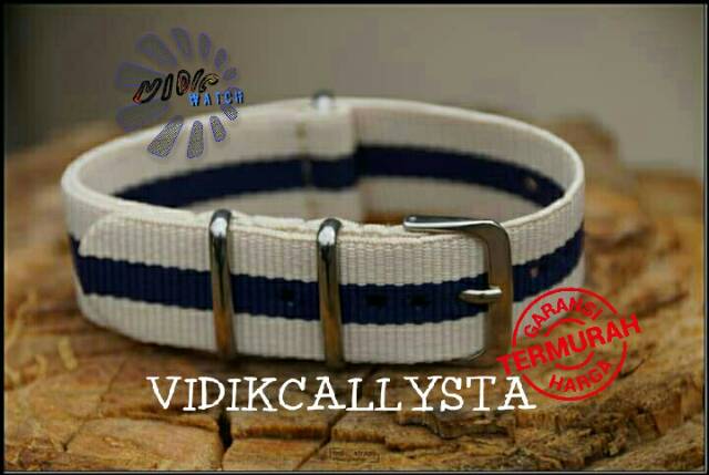 STRAP TALI JAM NATO CANVAS NYLON KANVAS KAIN 20 22 UNIVERSAL