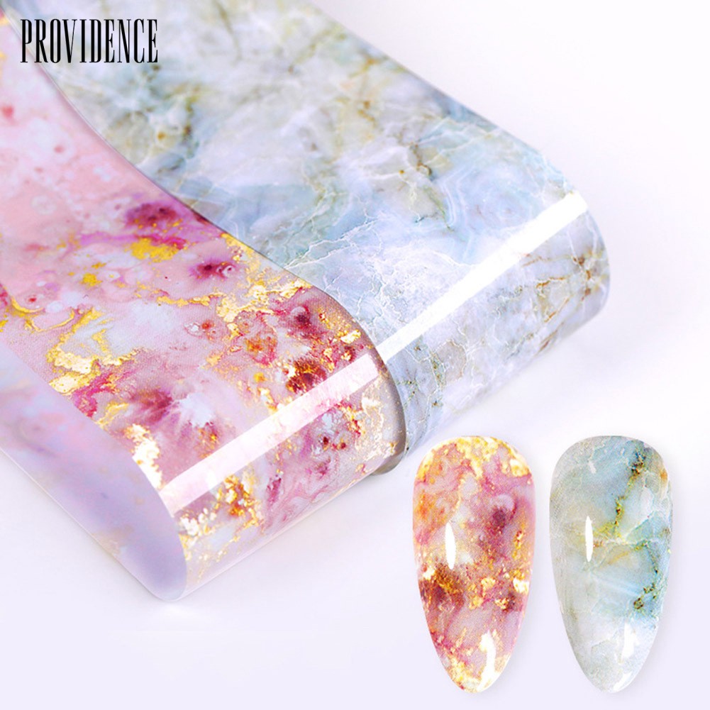 Providence Marble Stained Starry Nail Art Sticker Pink Blue Foil Manicure Transfer Decals