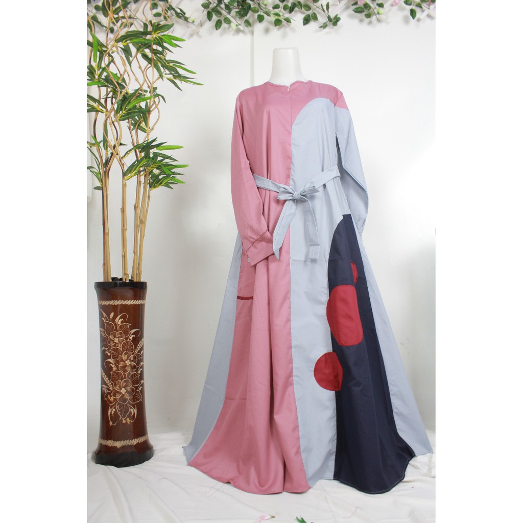 Gamis Ninos toyobo Nino ASSYAFA cyrcle 3 baju muslim polkadot wanita terbaru tuyobo fodu XL