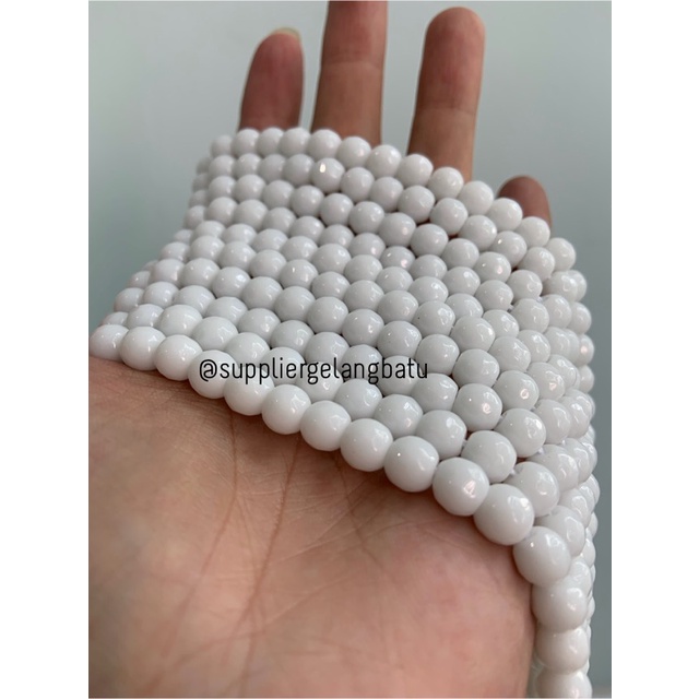 batu WHITE ONYX PUTIH FACETED BEADS 8mm cutting bahan gelang kalung