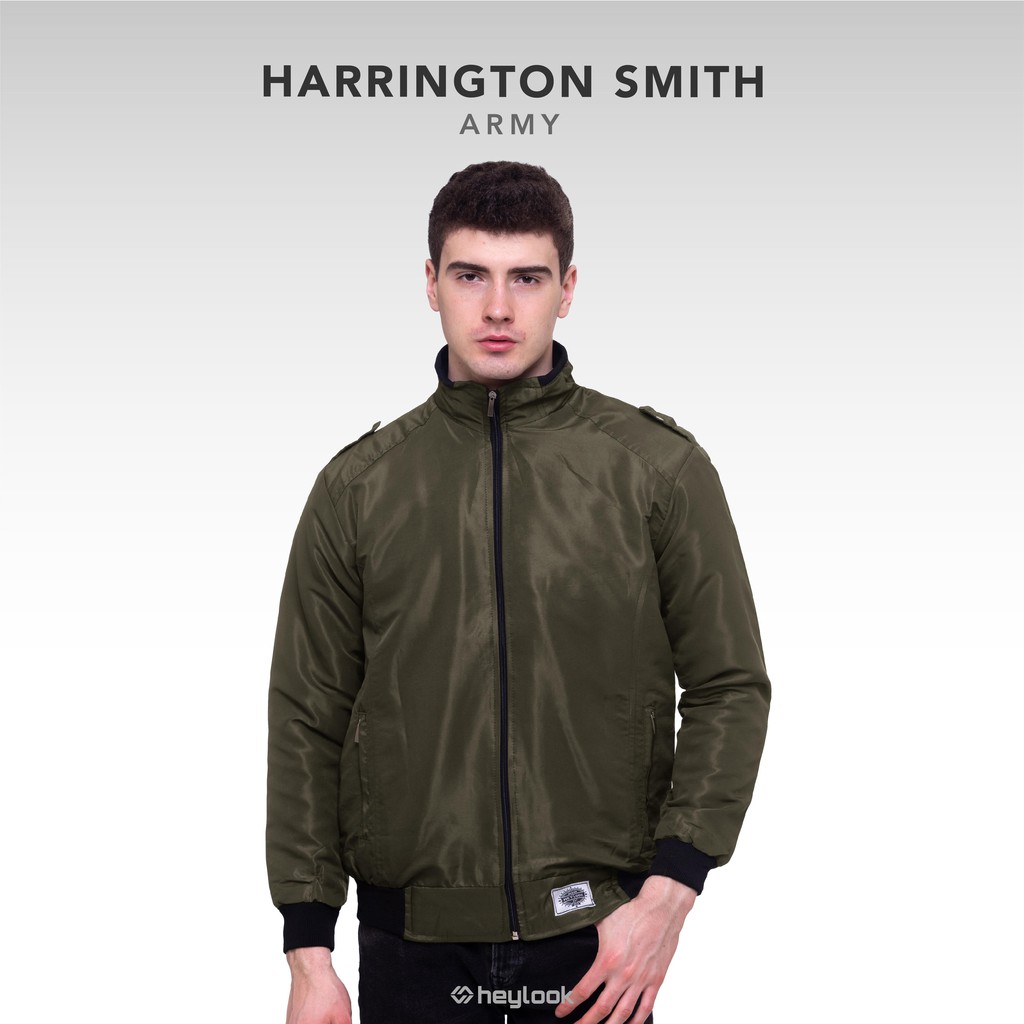 HEYLOOK Official - Jaket Pria Harrington Jaket Semi-Waterproof Smith Pria Jaket Motor Taslan-*SMITH ARMY L