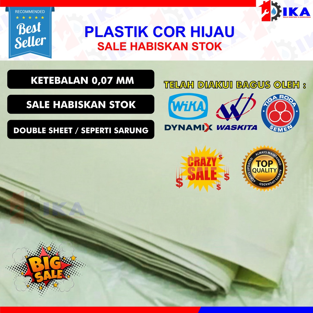 PLASTIK COR HIJAU BUTEK ECER ± 2 KILOGRAM TERMURAH TEBAL / SARUNG PENUTUP / TEBAL 2 LAPIS COVER SHEET