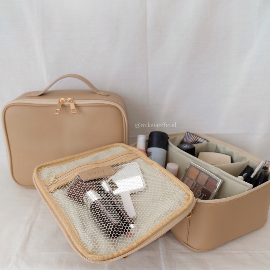 MIKAIA - SADA Leather Cosmetic Case / Travel Cosmetic Bag - Vanity Case Tas Makeup Tas Kosmetik Travel Organizer Beauty Case