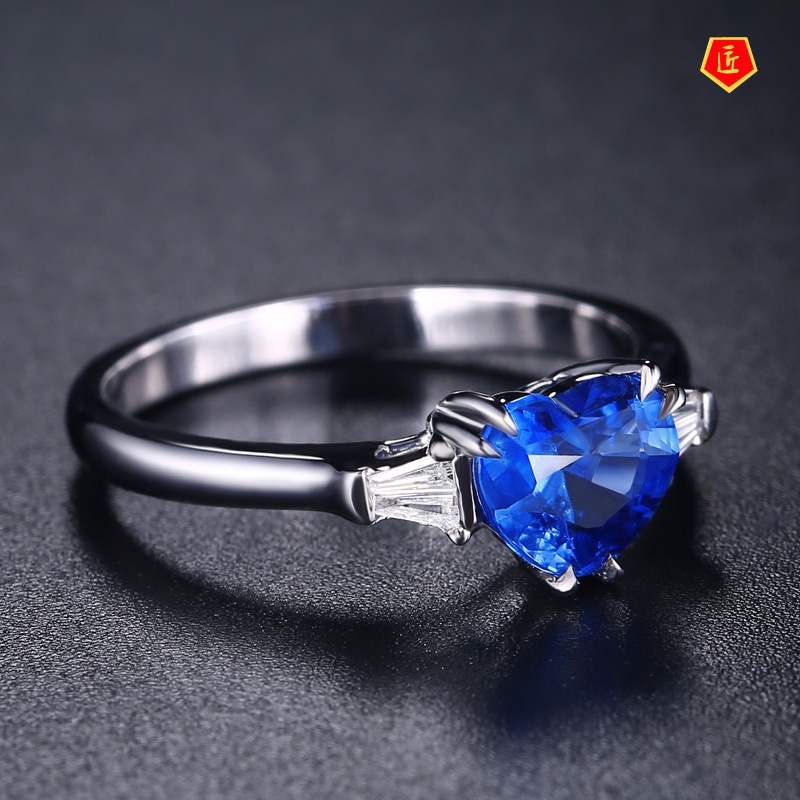 [Ready Stock]Classic Sapphire Heart-Shaped Ring