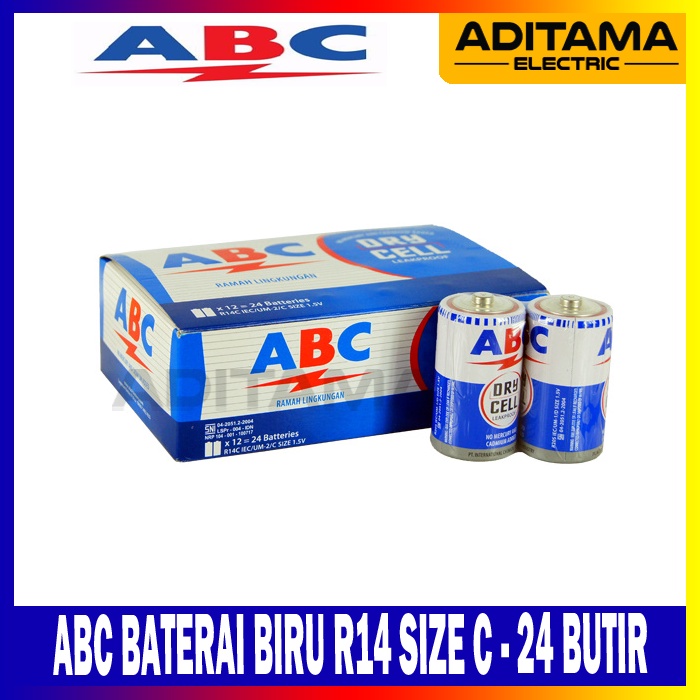 HARGA PER BOX BATERAI ABC BIRU TANGGUNG R14 SIZE C ISI 24PCS