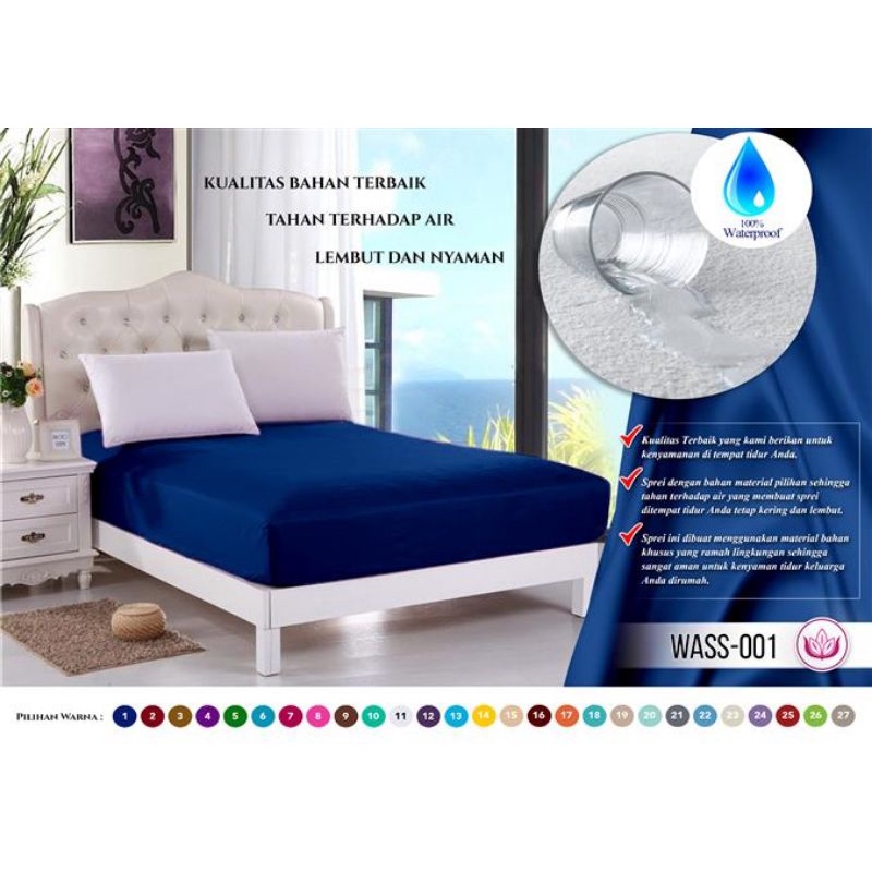 Grosir sprei waterproof polos / Sprei Anti Ompol-BIRU TUA