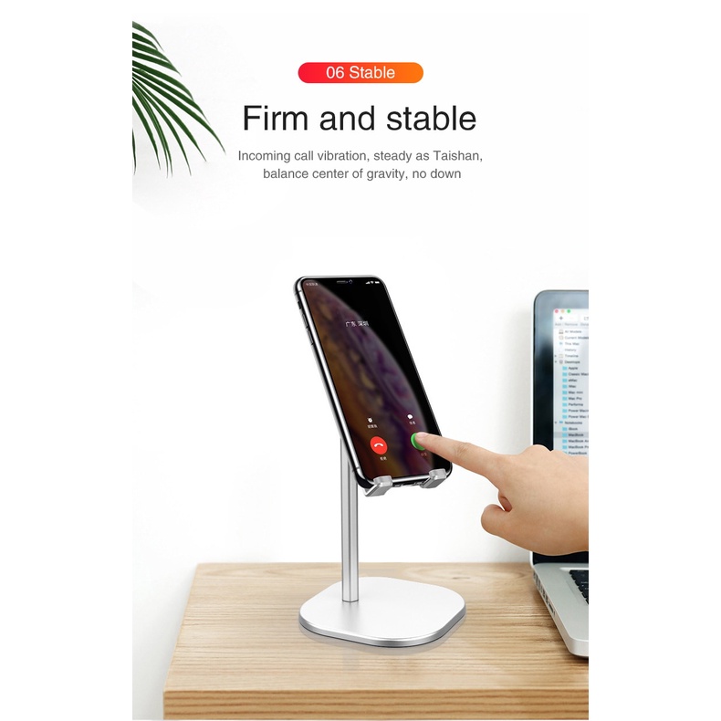 AIEACH Holder Meja untuk HP dan Tablet Dudukan stand Smartphone Aluminum Alloy dock Desktop Stand Holder Tablet Stand Adjustable Foldable Tablet Holder For iPad Samsung Xiaomi Huawei Tablet Holder Aluminium Alloy Desktop Stand