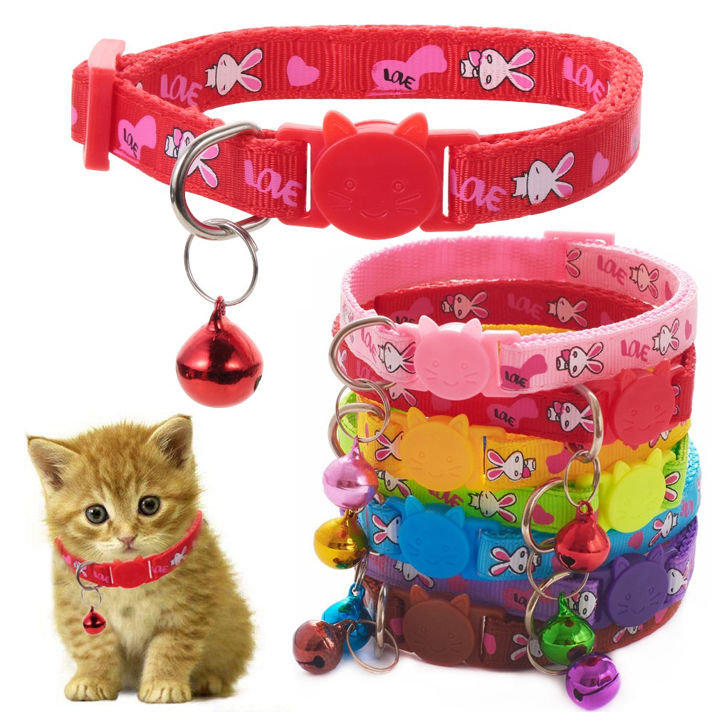 SUYOU Buckle Cat Collars Puppy Bell Pendant Dog Collar Pet Supplies Cute Rabbit Adjustable Cat Accessories Kitten Necklace/Multicolor