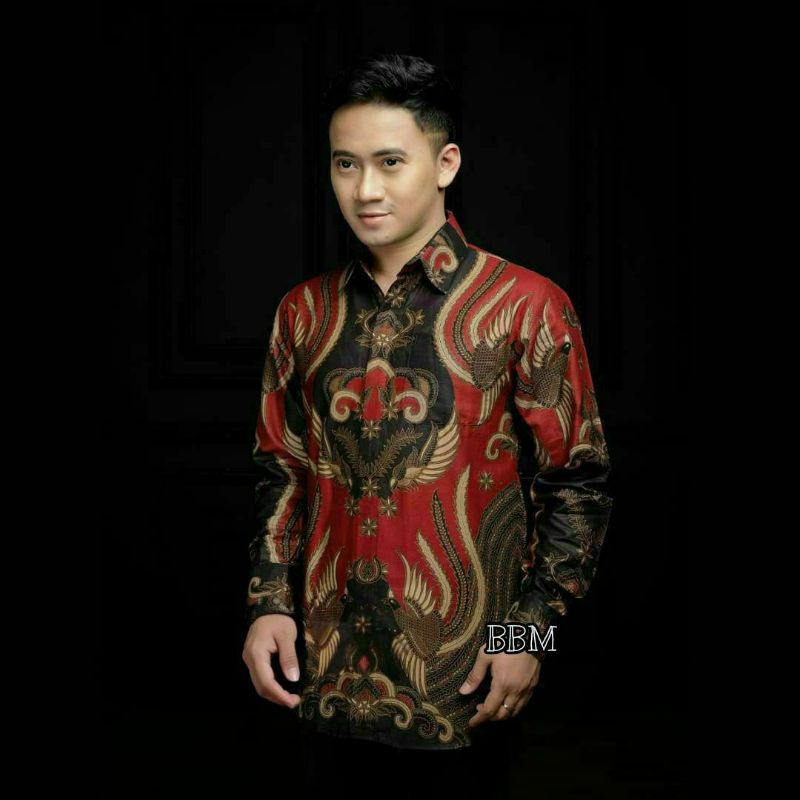 kemeja batik pria lengan panjang motif iroman series size m l xl xxl terlaris dan termurah