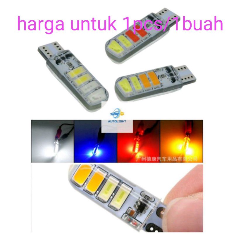 Lampu LED Senja Sein Strobo T 10 / 8 LED 2 Warna 12Volt Strobo Kedip