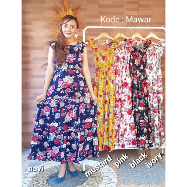 DRESS CANDA MAWAR BALI CASSANDRA BOHEMIAN KERUT BALI THE ROSE ( BELI 4 @ 51500)