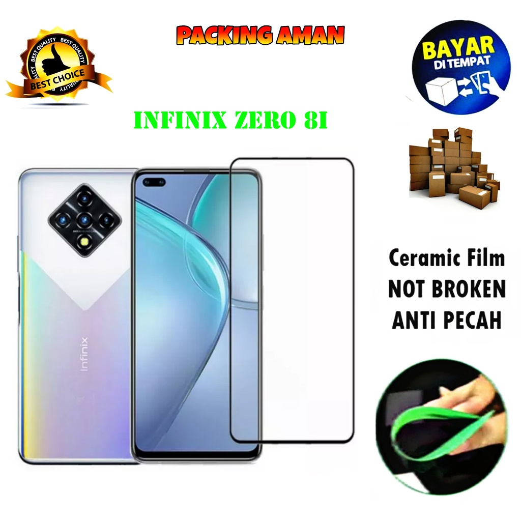 Tempered Glass Infinix Zero 8i 4G 2020 FULL COVER FULL SCREEN Ceramic Film Anti Gores