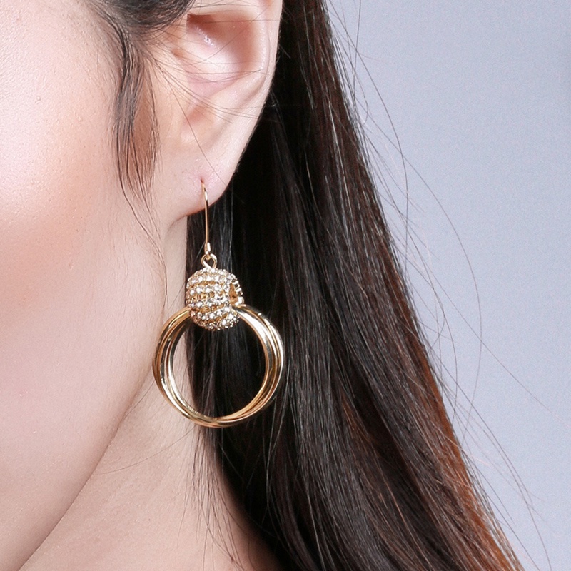 Anting Bentuk Lingkaran Multilayer Gaya Korea Untuk Wanita