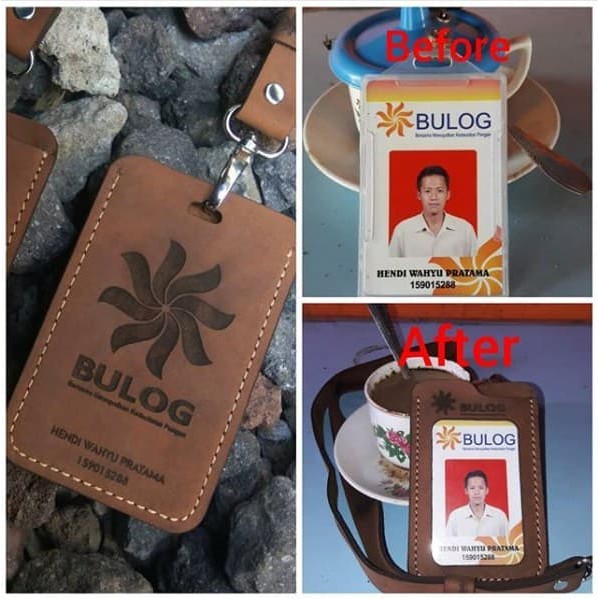 

Name Tag Kulit Asli Garut Costum Nama/Logo - Cokelat