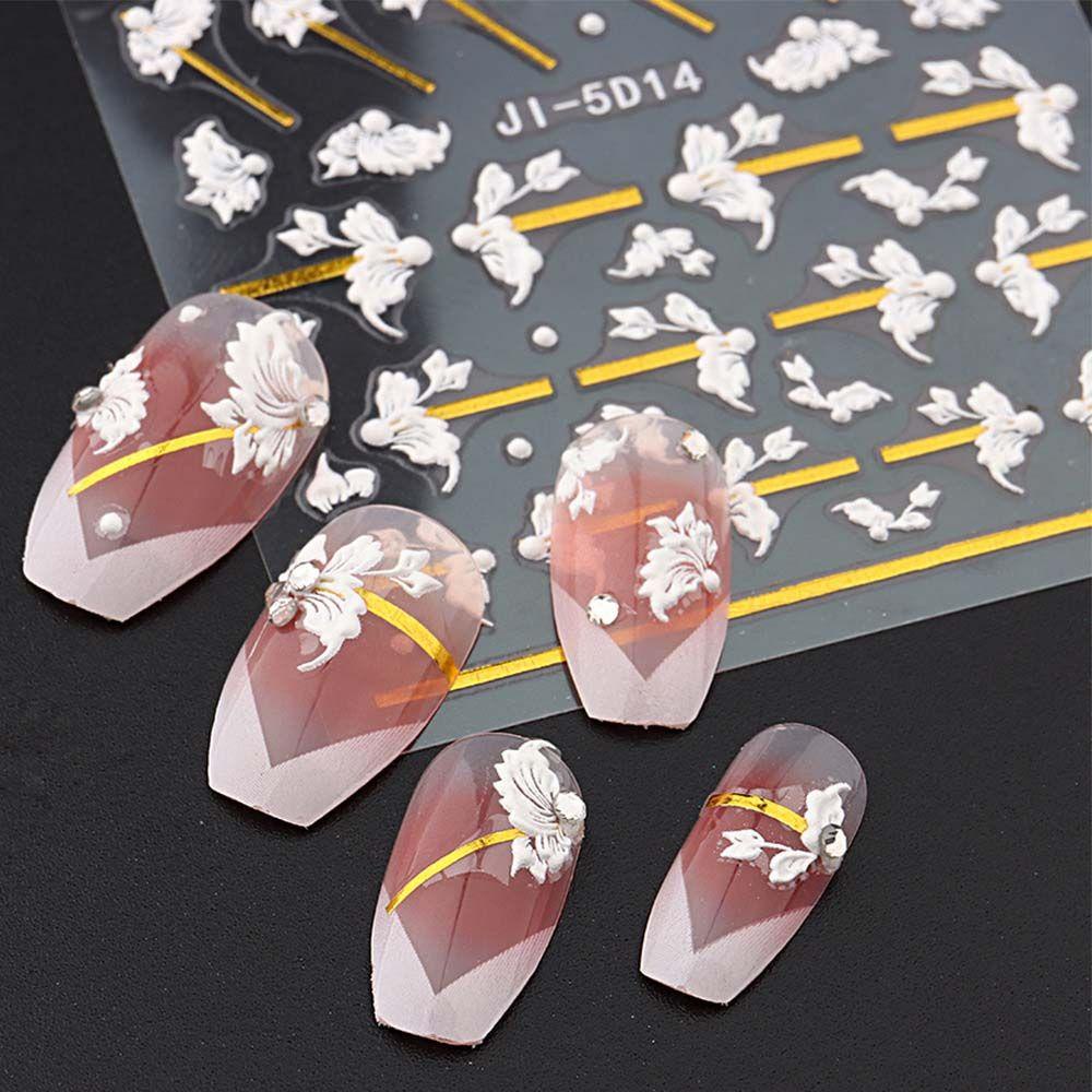 MXBEAUTY Bunga Stiker Kuku Wanita Fashion Manicure Aksesoris Alfabet Inggris Perekat Diri Nail Art Dekorasi