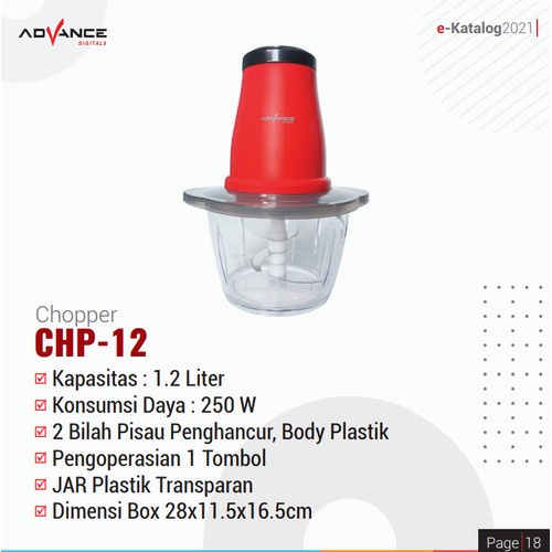 Advance Food Chopper CHP-12 Food Processor Penggiling Daging CHP12
