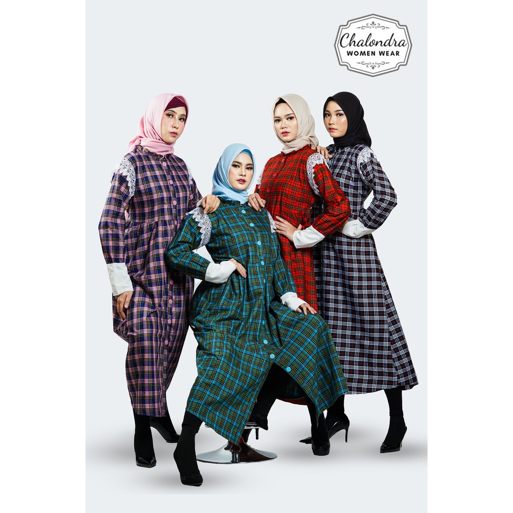 TUNIK SAFIRA MOTIF KOTAK PREMIUM CANTIK BY CHALONDRA WOMEN WEAR