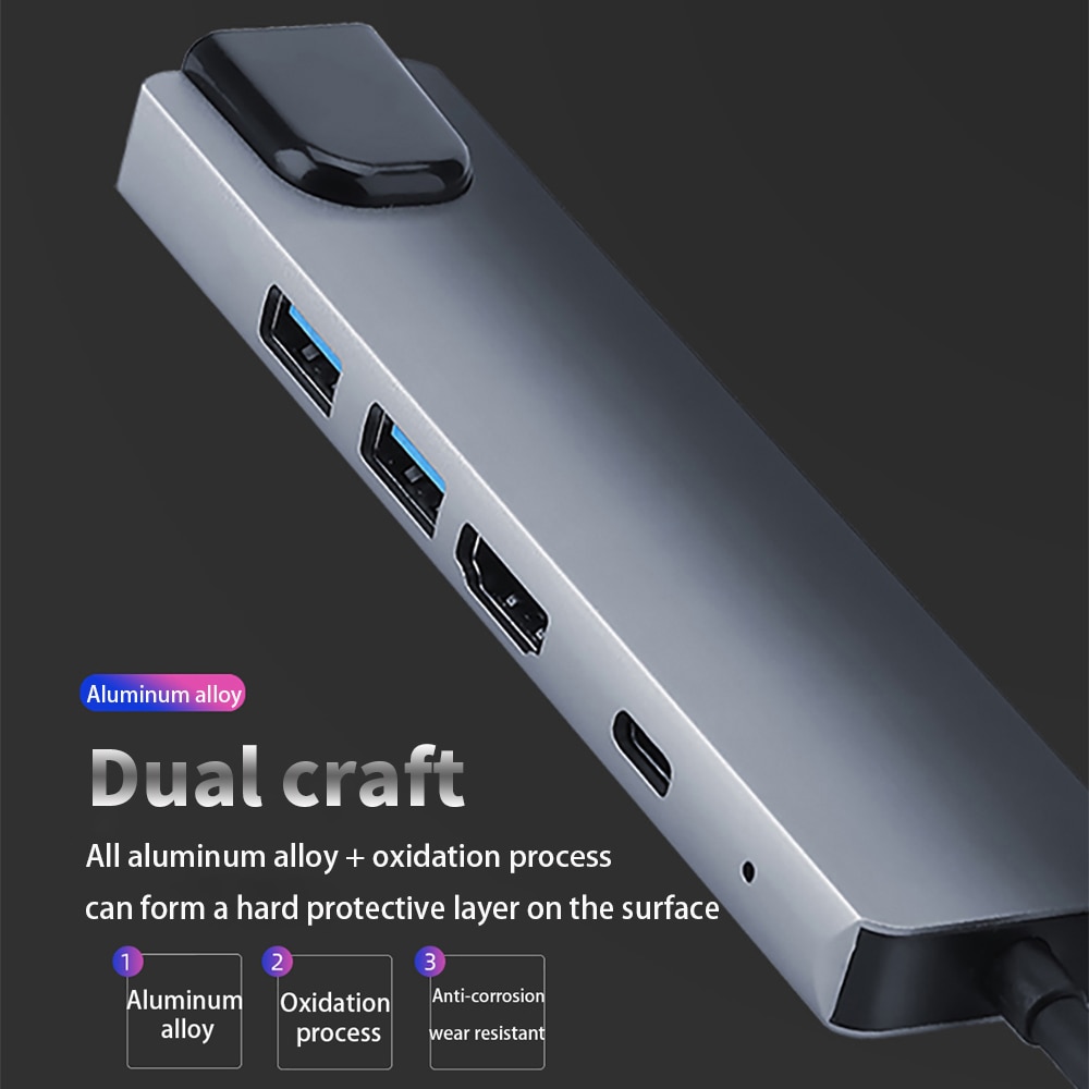 Type-c hub USB-C to HDMI USB3.0 LAN Ethernet Docking Station USB C HUB Adapter PD Fast Charging