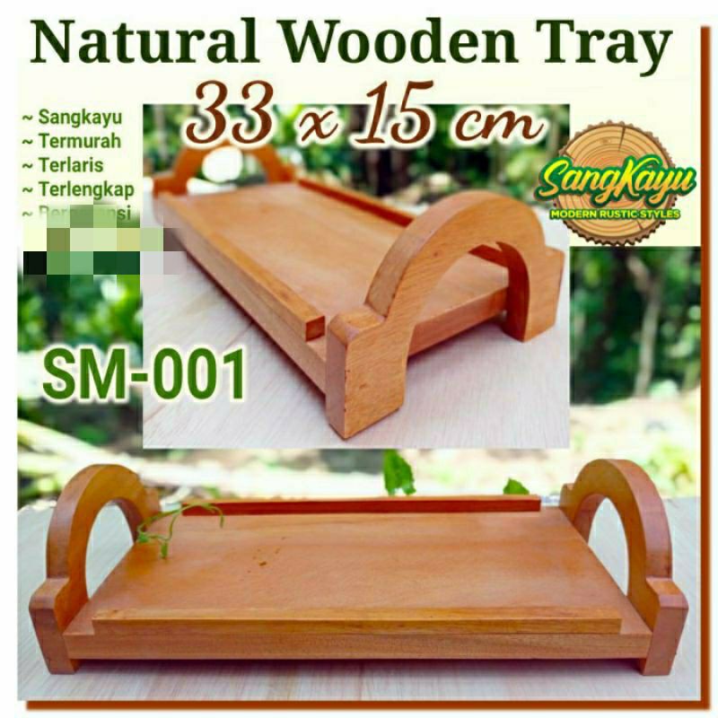 Natural Wooden Tray 33x15cm nampan kayu nampan saji serving tray