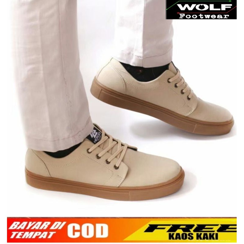 NERO CREAM |WOLF x HEROES| Sepatu Lokal Shoes Local Pride HEROES NERO Low Cut Cream Gum