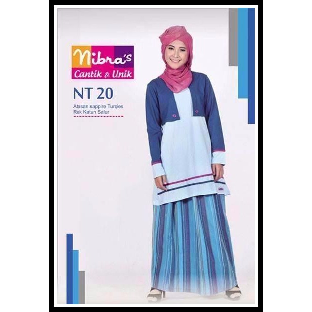 Baju Gamis Remaja Nibras NT 20 Biru Gamis Teen Model Baju Muslim Terbaru