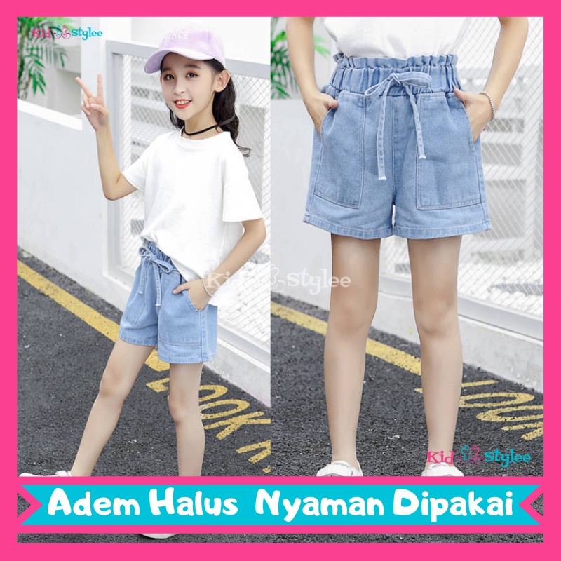 Celana Pendek Anak Perempuan Harian Jeans Cewek Import Umur 2 3 4 5 6 7 8 Tahun Premium Jins Denim H