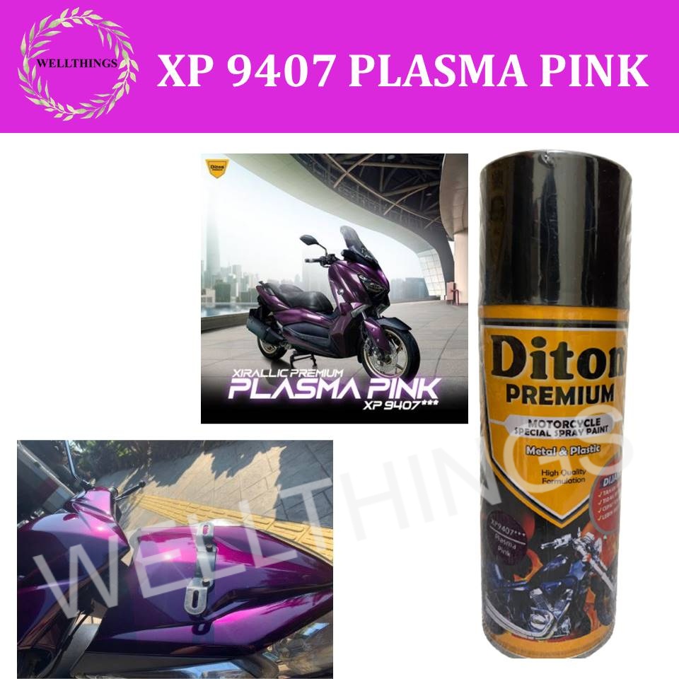 Cat Pilox Semprot Diton Premium XP 9407 Xirallic Plasma Pink 400cc Warna Merah Muda Sepeda Motor Mob