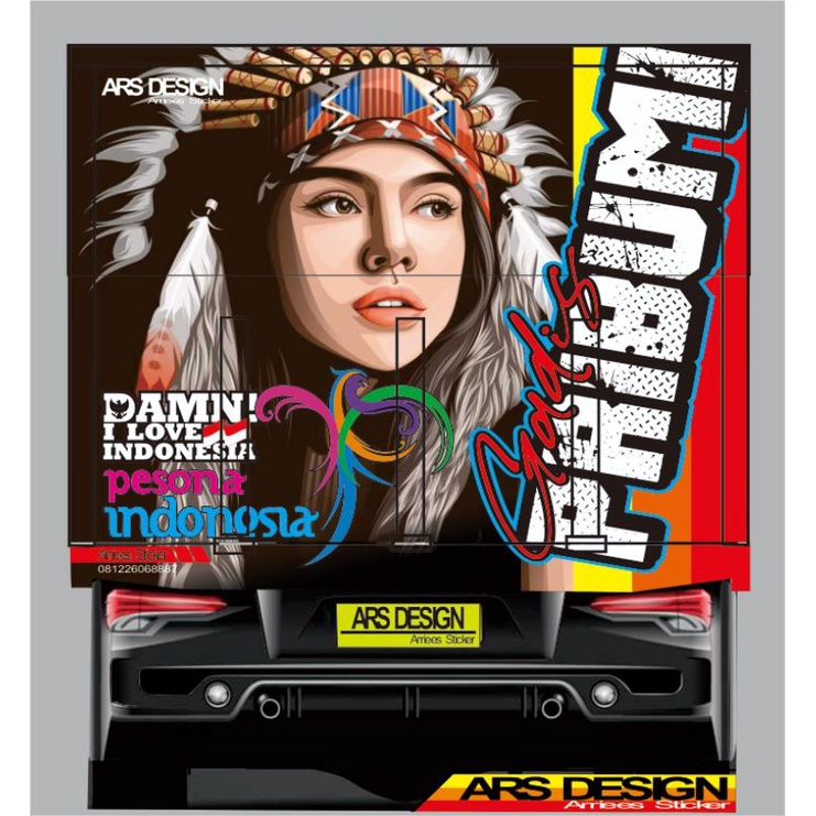 Jual Stiker Bak Truk Primitif Wanita Suku Full Pintu Belakang Truck Bak Variasi Sticker Bak