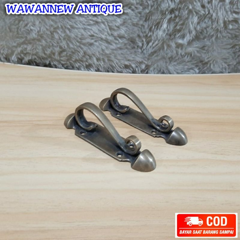 Handle / Tarikan Laci Gagang Lemari Pintu Rumah Kuningan Antik Motif Cumi 11cm